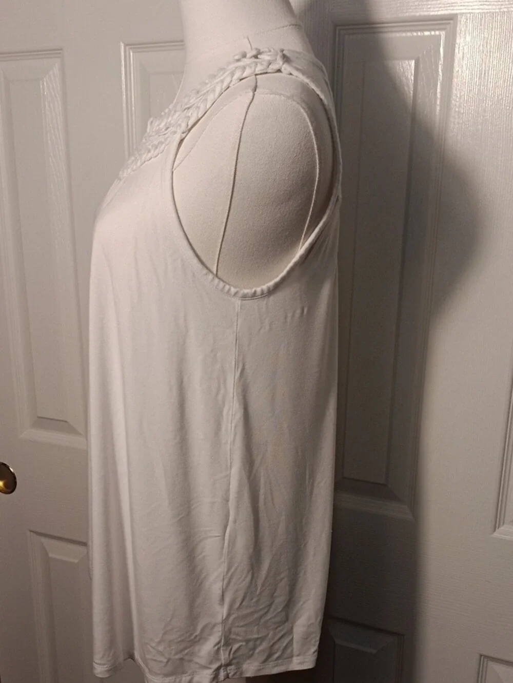 Michael Kors White Braided-Neck Sleeveless Tank